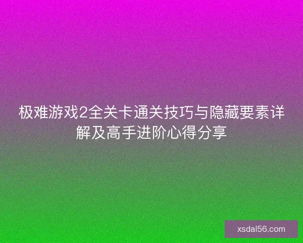 极难游戏2全关卡通关技巧与隐藏要素详解及高手进阶心得分享